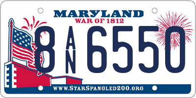 MD license plate 8AN6550