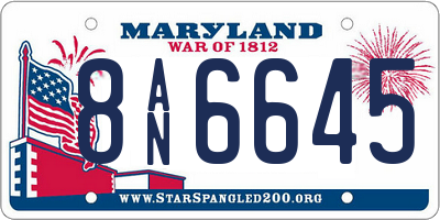 MD license plate 8AN6645