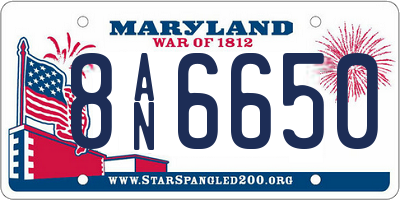 MD license plate 8AN6650
