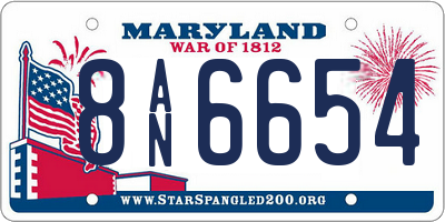 MD license plate 8AN6654