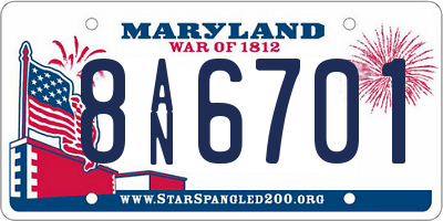 MD license plate 8AN6701