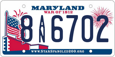 MD license plate 8AN6702
