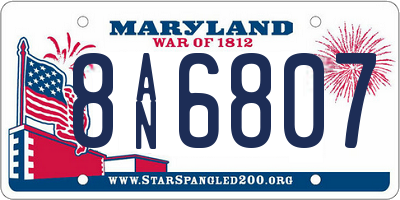 MD license plate 8AN6807