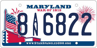 MD license plate 8AN6822