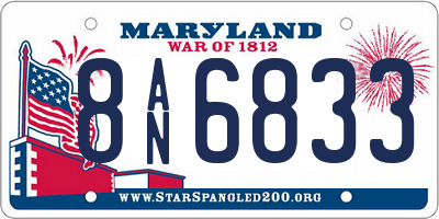 MD license plate 8AN6833