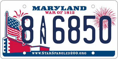 MD license plate 8AN6850