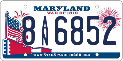 MD license plate 8AN6852