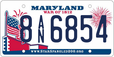 MD license plate 8AN6854