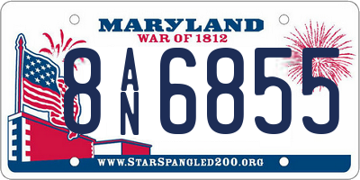MD license plate 8AN6855