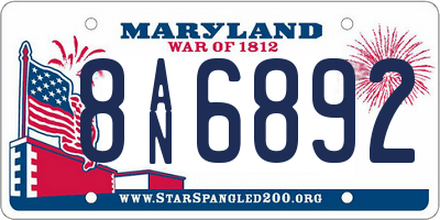 MD license plate 8AN6892