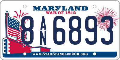 MD license plate 8AN6893