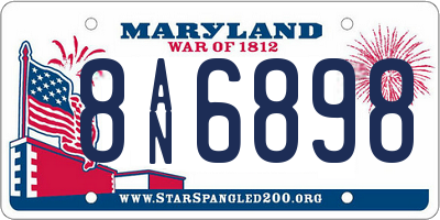 MD license plate 8AN6898
