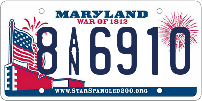 MD license plate 8AN6910