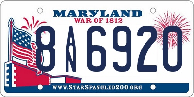MD license plate 8AN6920
