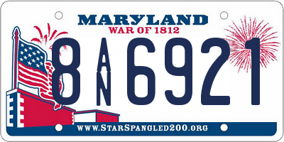 MD license plate 8AN6921