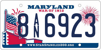 MD license plate 8AN6923