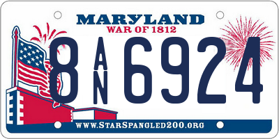 MD license plate 8AN6924