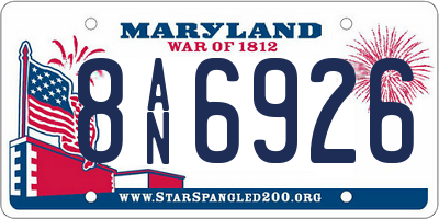 MD license plate 8AN6926