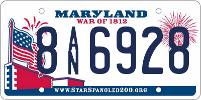 MD license plate 8AN6928