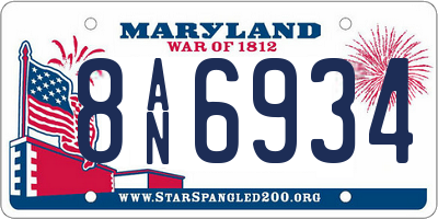 MD license plate 8AN6934