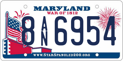 MD license plate 8AN6954