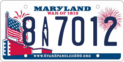 MD license plate 8AN7012