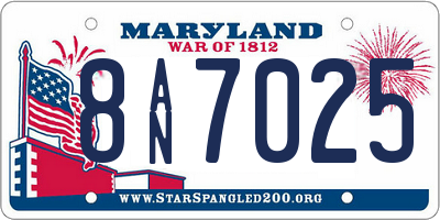 MD license plate 8AN7025