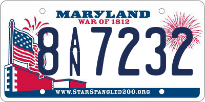 MD license plate 8AN7232