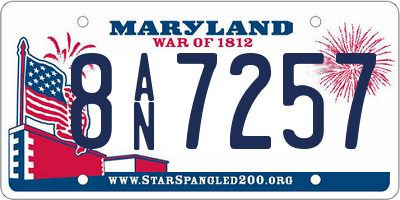 MD license plate 8AN7257