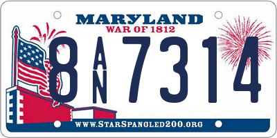 MD license plate 8AN7314