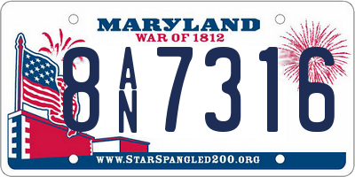 MD license plate 8AN7316