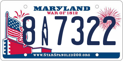 MD license plate 8AN7322