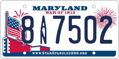 MD license plate 8AN7502