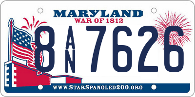 MD license plate 8AN7626