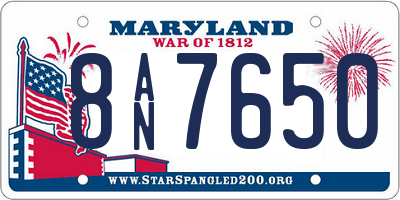 MD license plate 8AN7650
