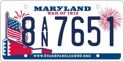 MD license plate 8AN7651