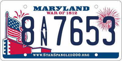 MD license plate 8AN7653