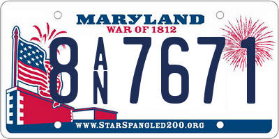 MD license plate 8AN7671