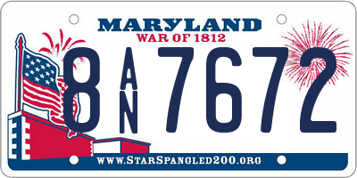 MD license plate 8AN7672