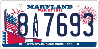 MD license plate 8AN7693