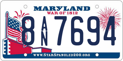 MD license plate 8AN7694