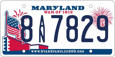 MD license plate 8AN7829