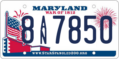 MD license plate 8AN7850
