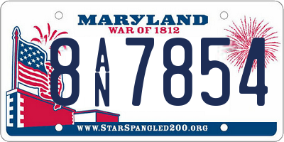MD license plate 8AN7854