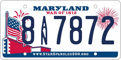 MD license plate 8AN7872