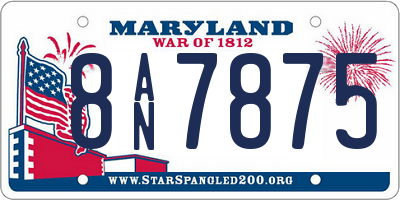 MD license plate 8AN7875