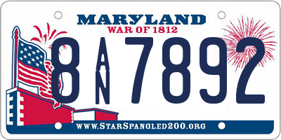 MD license plate 8AN7892