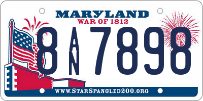 MD license plate 8AN7898