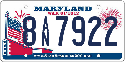 MD license plate 8AN7922