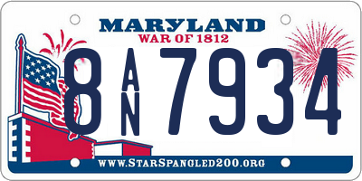 MD license plate 8AN7934